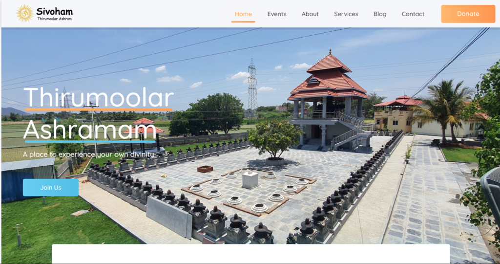 Screenshot of a Dizity client website project
