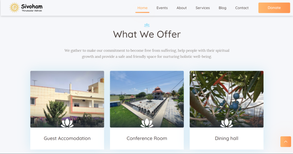 Screenshot of a Dizity client website project